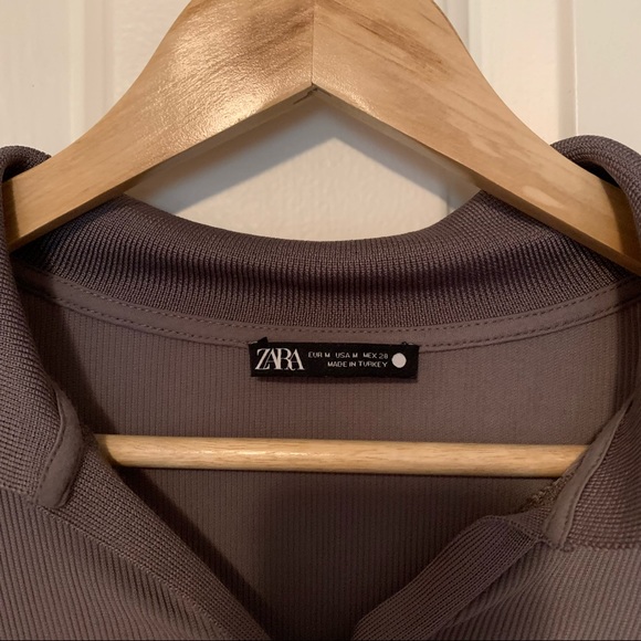 Zara Long Sleeve Taupe Polo - Picture 3 of 6